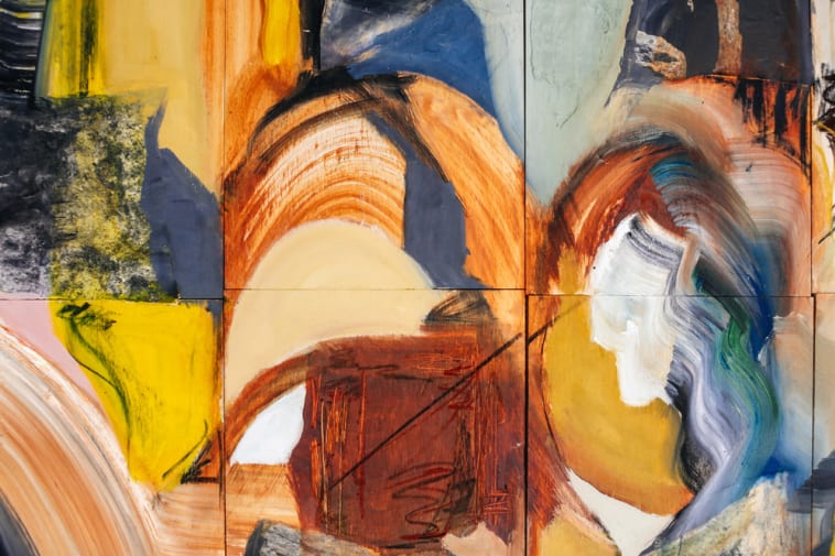 Abstract painterly shapes in orange