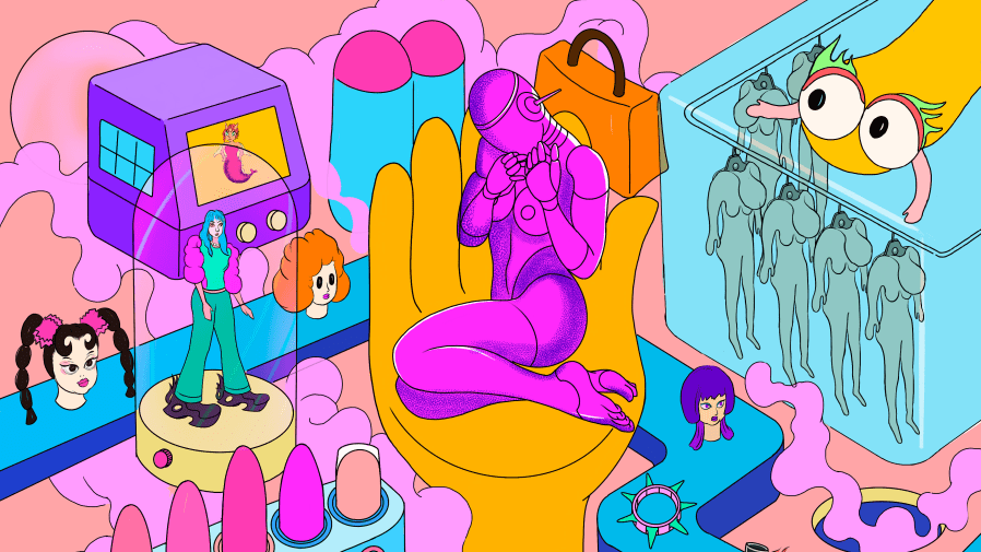 Illustration of a colourful scene