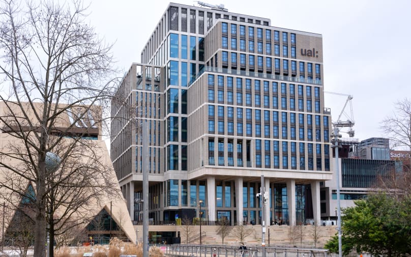 Photograph of London College of Fashion, East Bank from across the bridge.