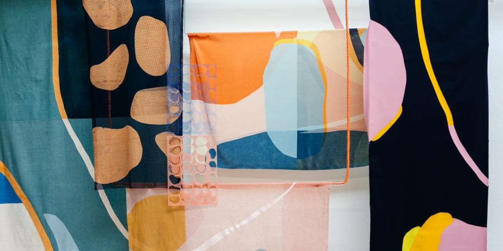 Installation of various textile patterns