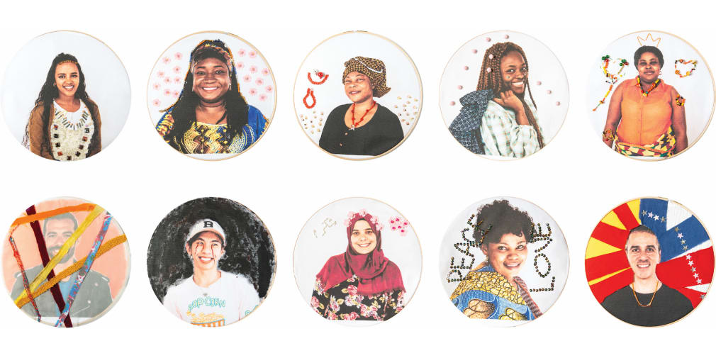 A collage of different portraits