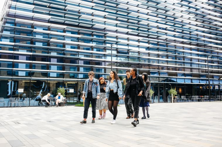 Students walking in front of Camberwell College of Arts