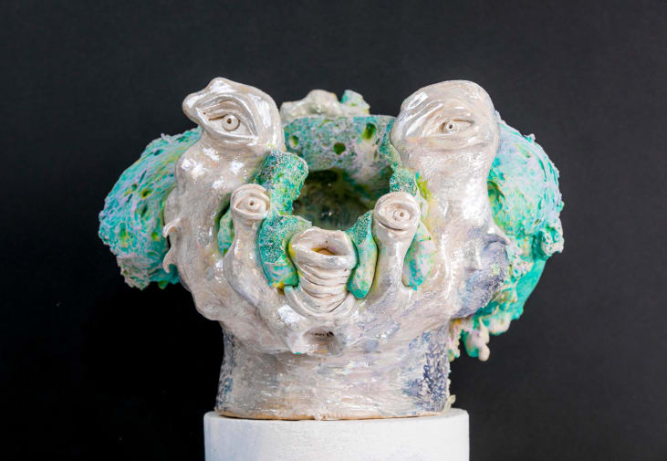 Green and pearl coloured sculpture