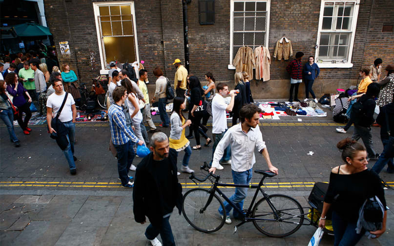 People in east London's Brick Lane. Image courtesy of UAL