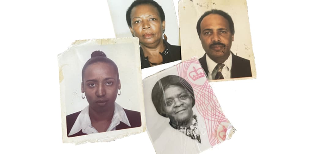 4 passport photos of members of the Watts family