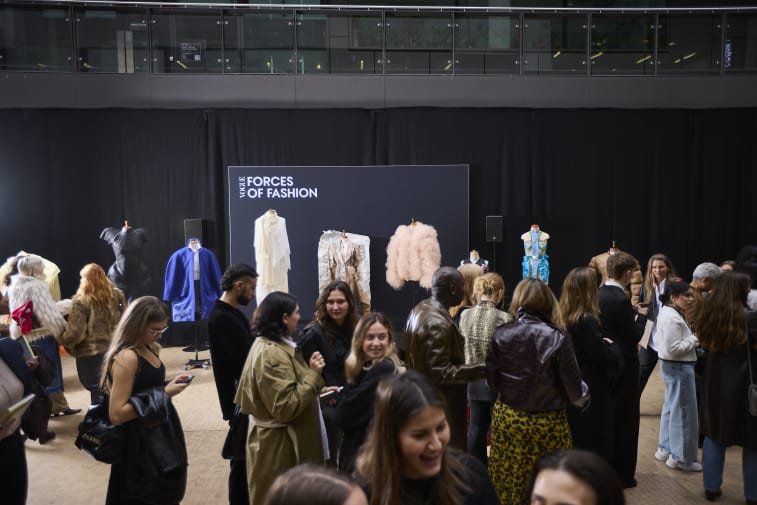 A crowd attending Vogue's Forces of Fashion event at Central Saint Martins