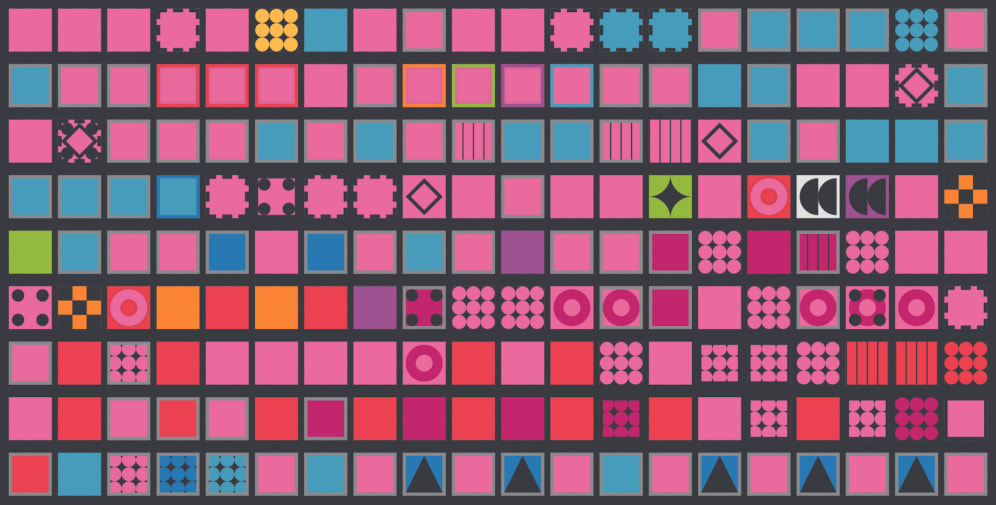Digital illustration of squares with different patterns