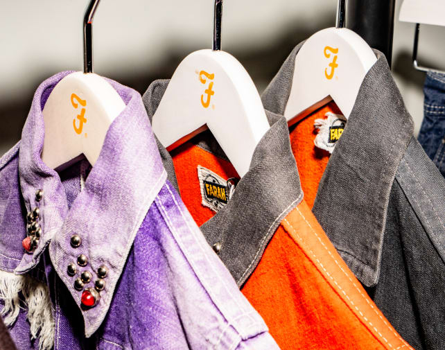 Vintage Farah jackets on hangers.