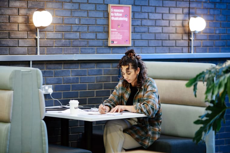 Woman working on a laptop
