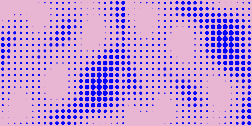 Pastel pink design with purple spots.