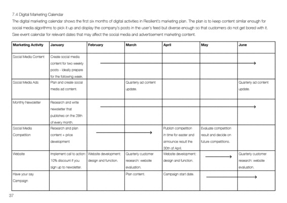 Digital marketing calendar