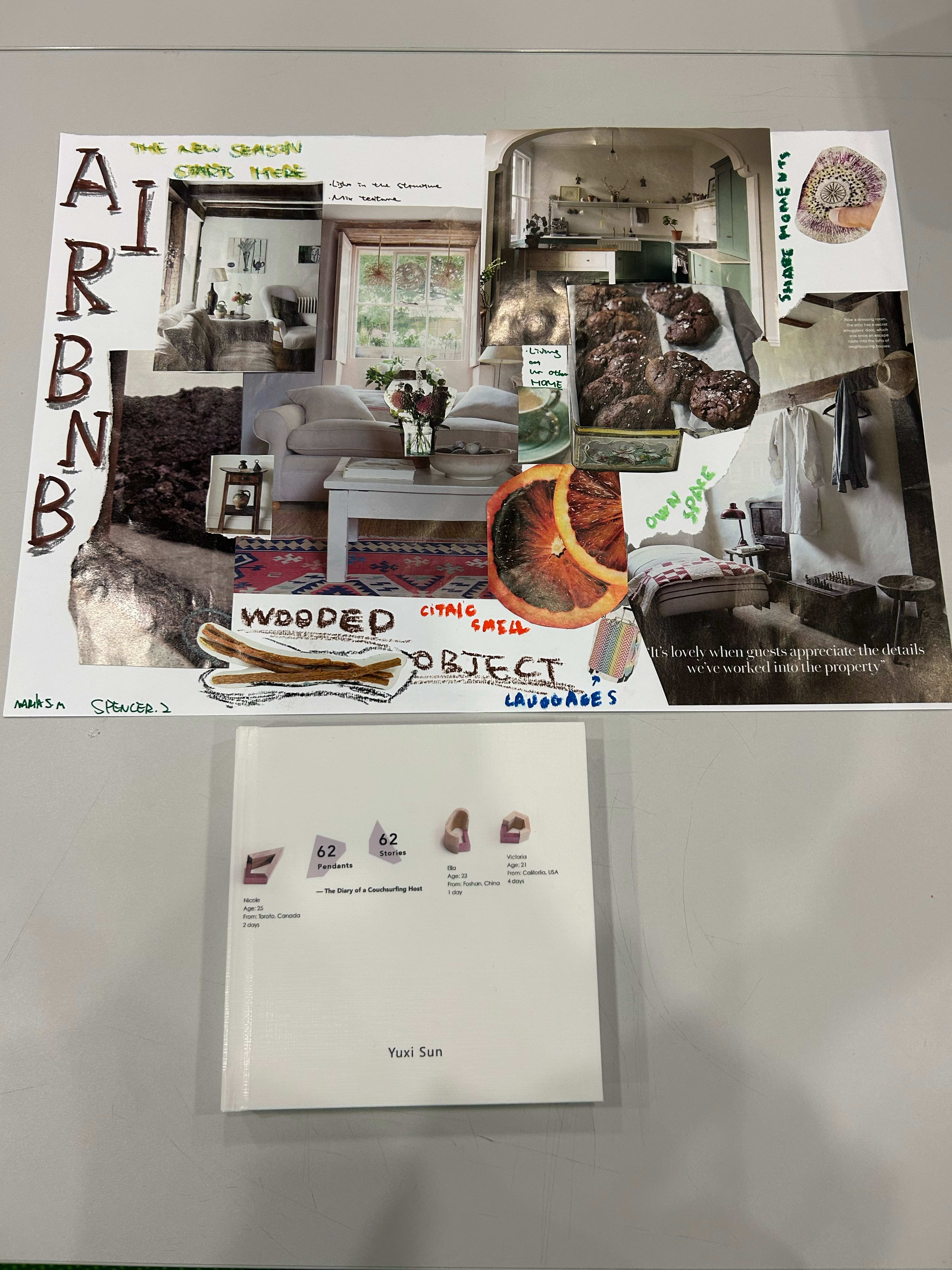 A publication titled Airbnb with collage and printed text