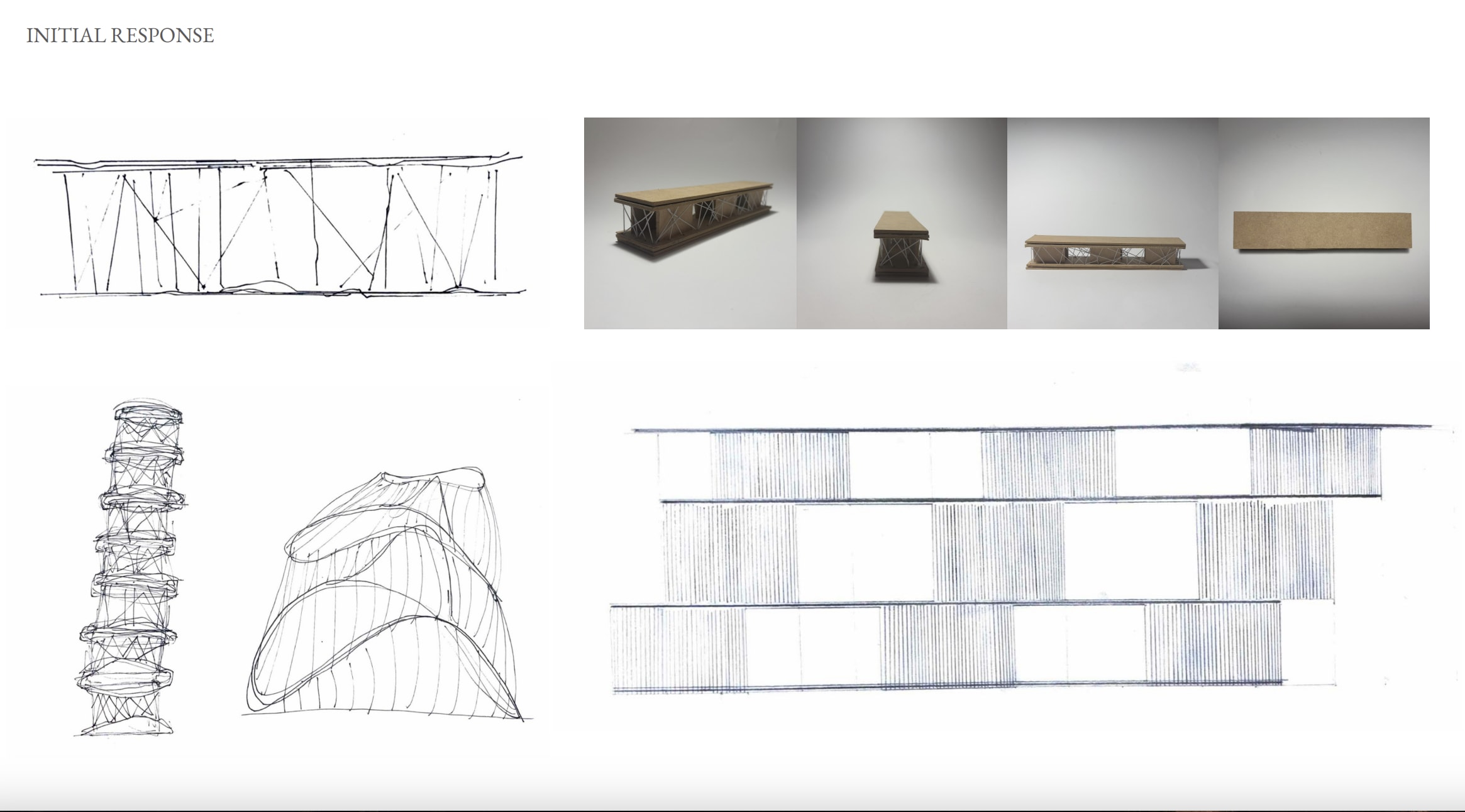 Sketches and images of a model.