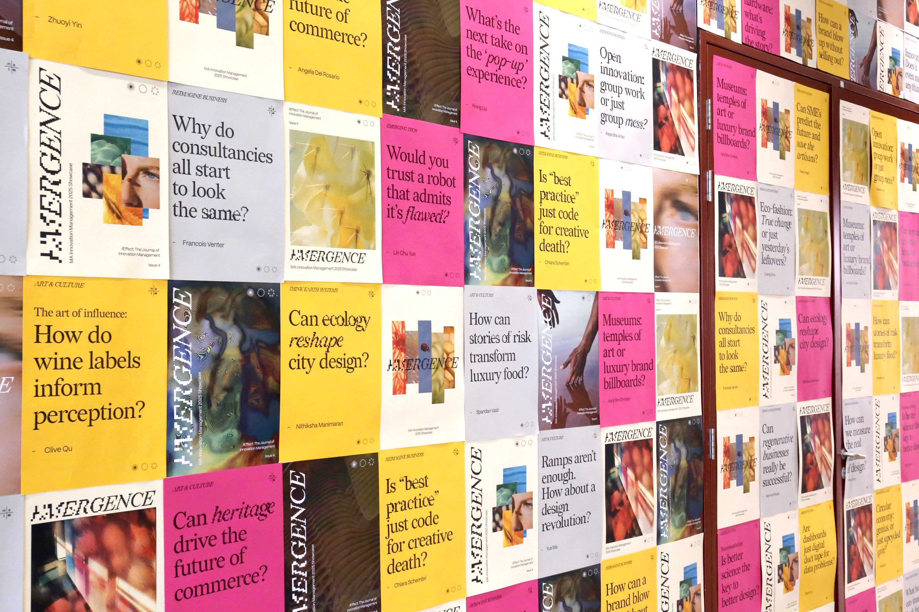 Colourful posters stuck on a wall 