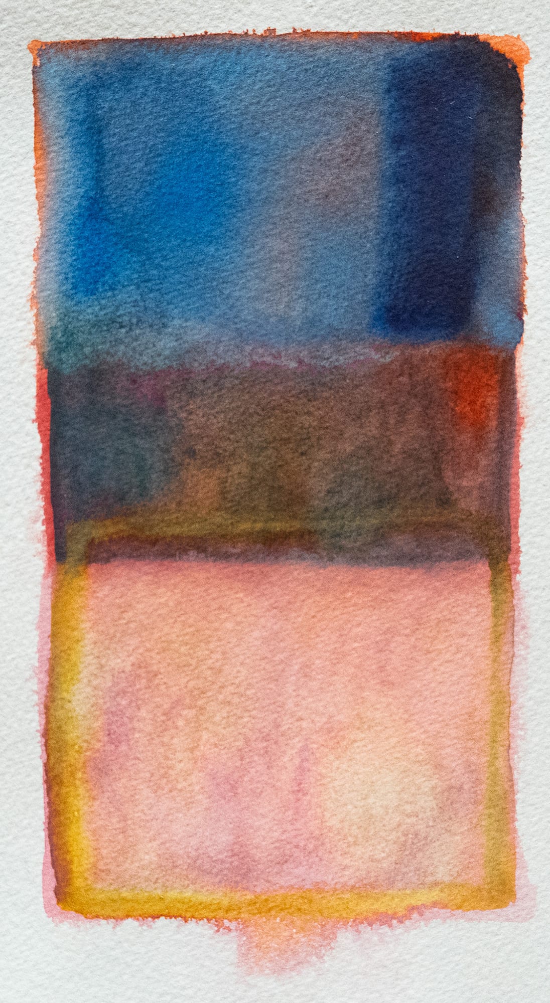 Blue, red, pink and yellow abstract watercolour by Yaqi Zheng.