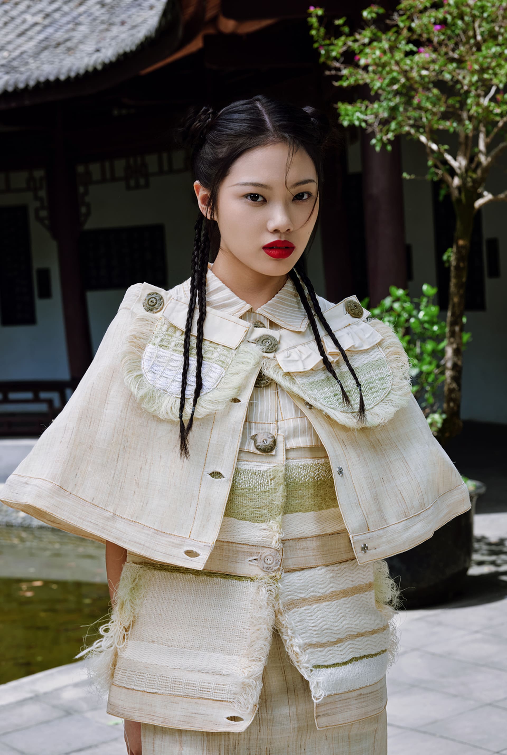 A model wears the Ramie garments