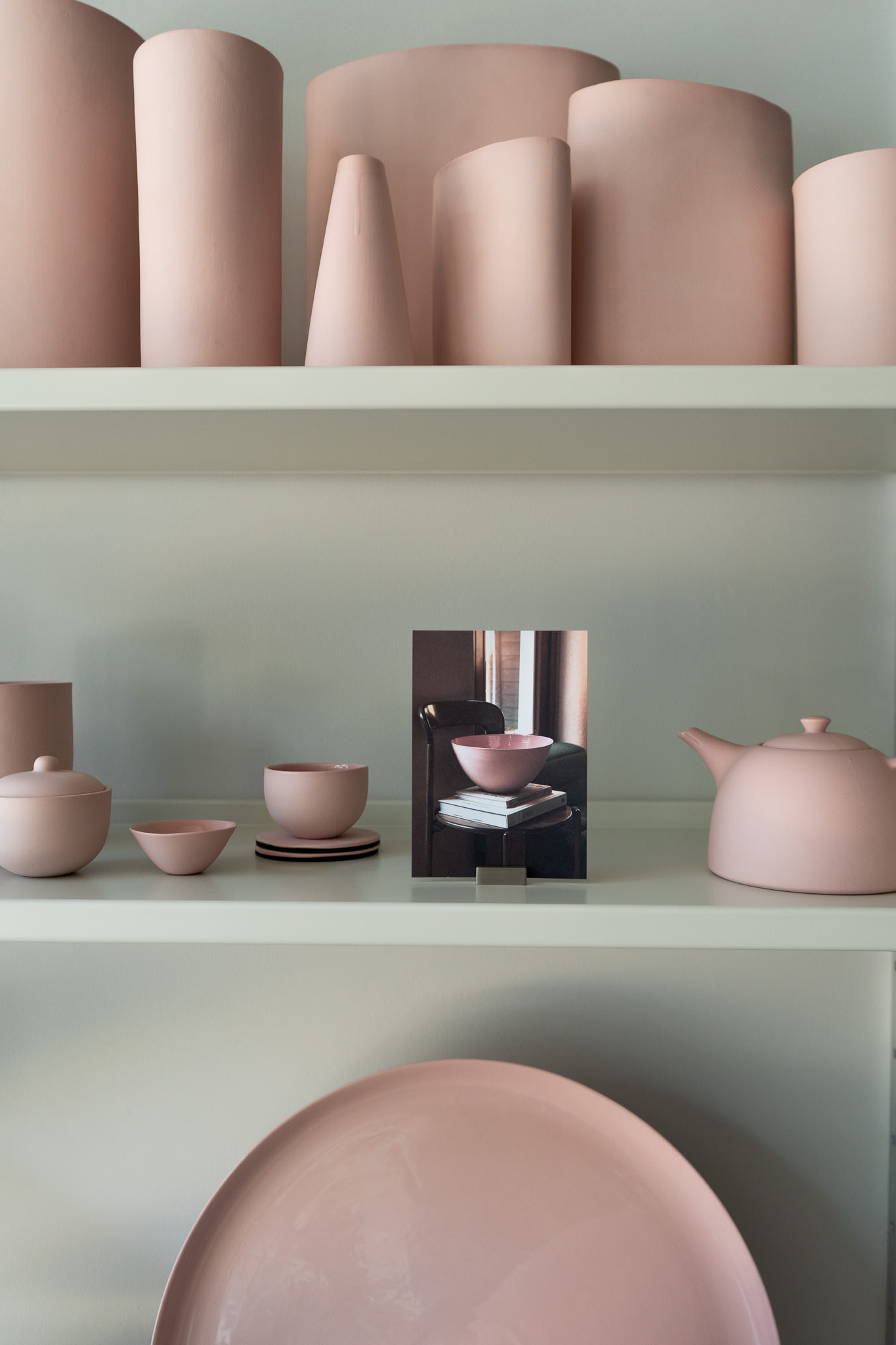 This is a photography of the pink ceramics from the LCC London Craft Week Mud Australia project