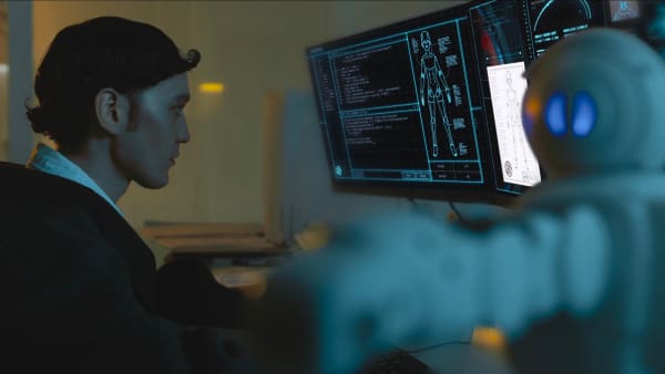 Programmer looking at computer screen
