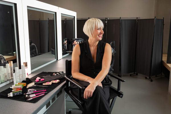 Zoe Fidgeon, makeup artist, in the LCF makeup studios.