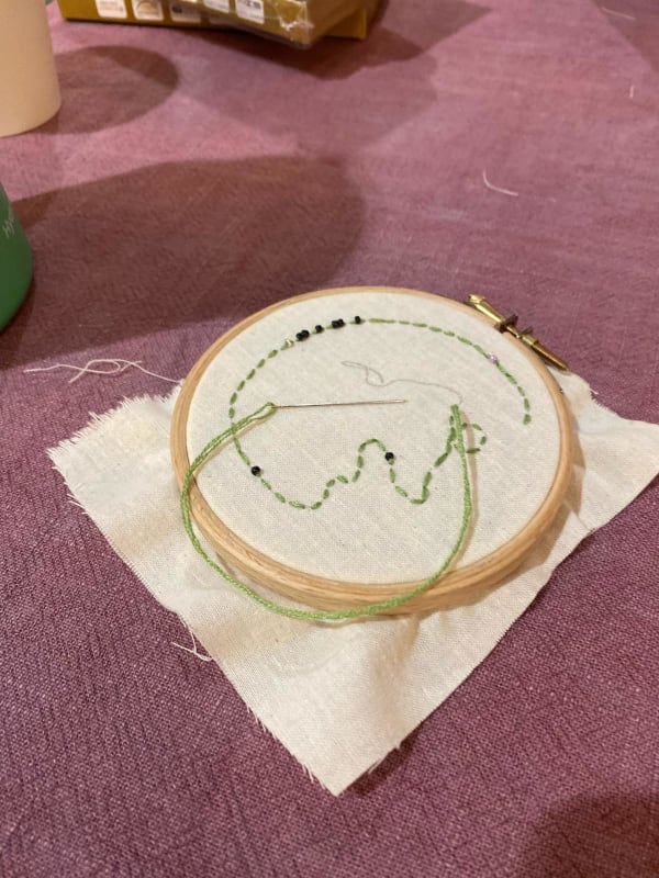 Create and Sustain: Embroidery and Beading Self-Portrait Workshop with Post-Grad Community | Facilitated by Abby Richard | Photos by Catriona Mahmoud