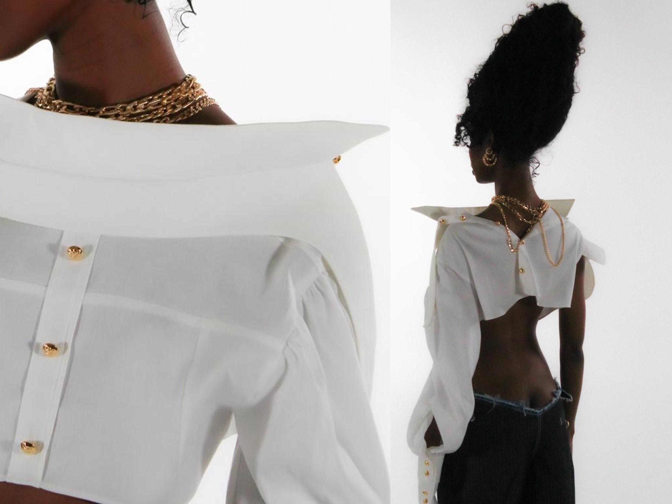 Black female wearing white shirt and gold chain.