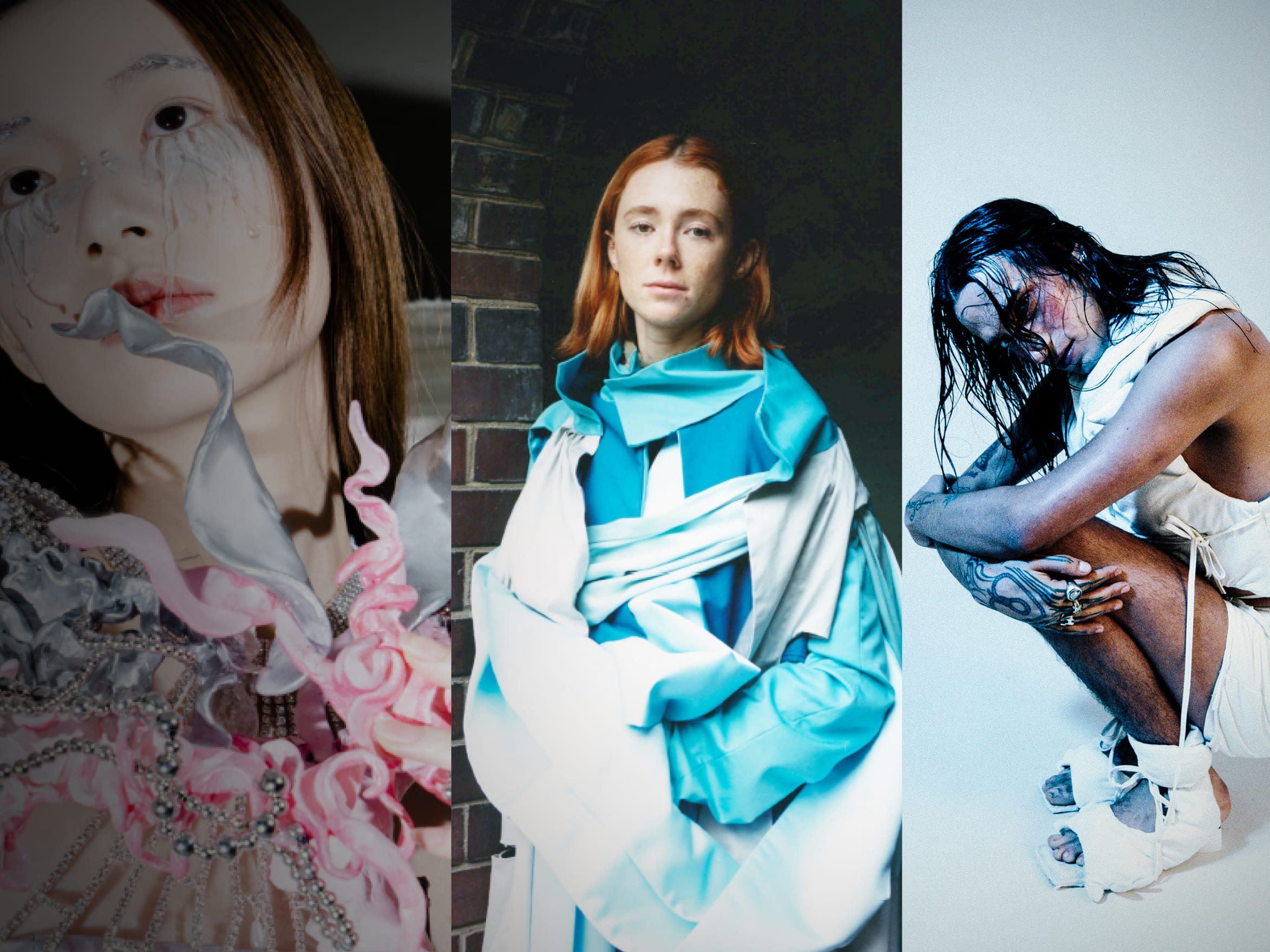 4 pieces of student work featuring female models.