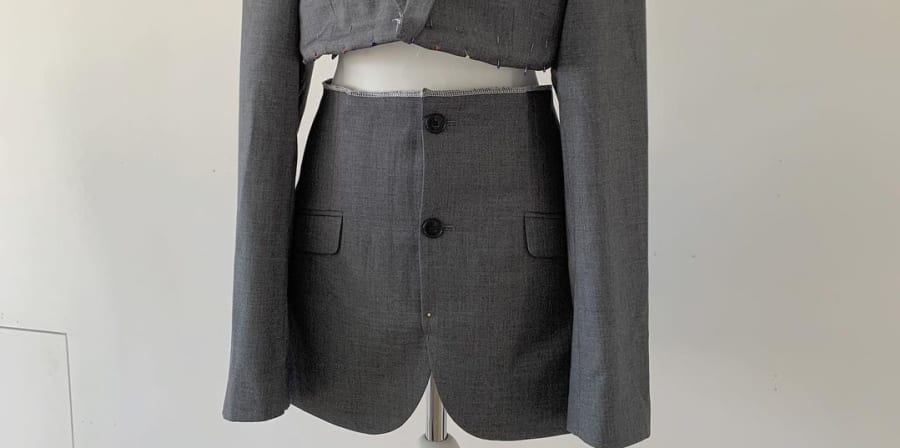 Work in progress of tailoring jacket and skirts