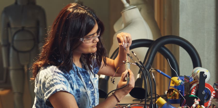 Tejaswini working on wiring 