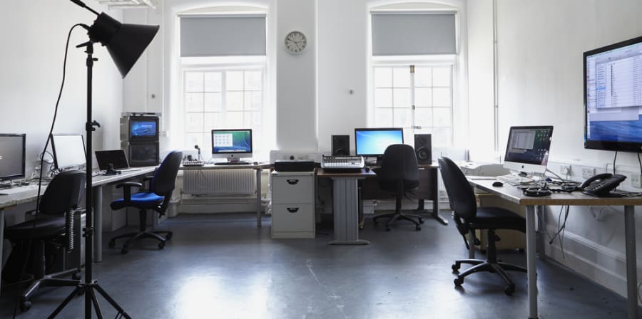 Computers in the digital studio.