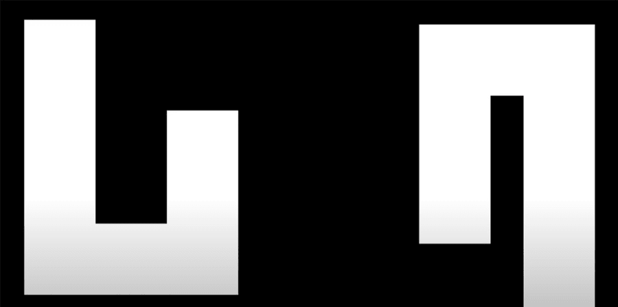A motion still of a pixelated 'Snake' moving to form the LCC logo.