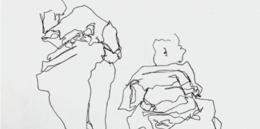 A black and white drawing of a textiles design