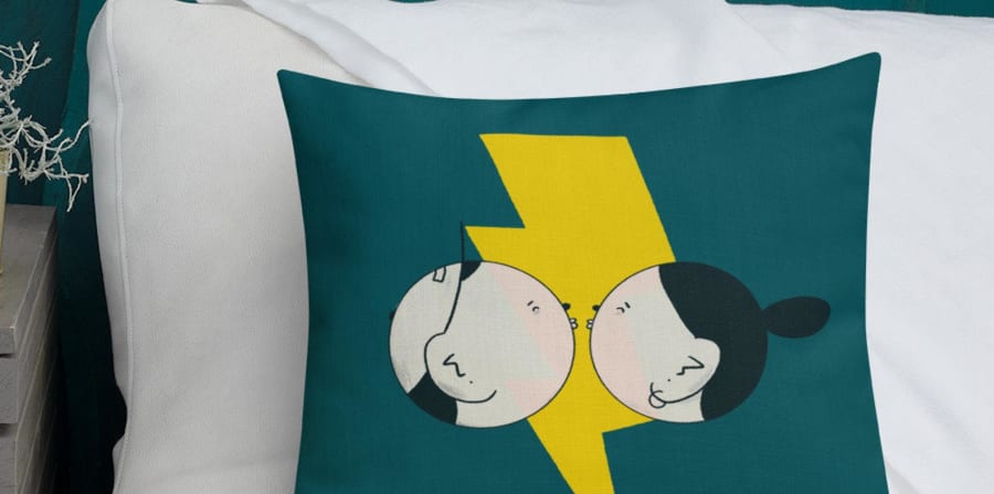 Electric Pop Art Pillow- green:teal throw pillow, perfect for a bench cushion or long distance anniversary gift.jpg