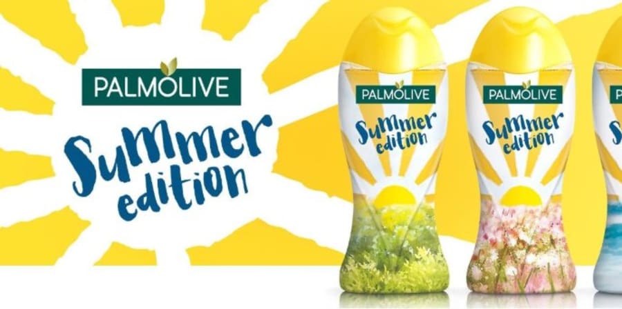 Three Palmolive shower gel bottles