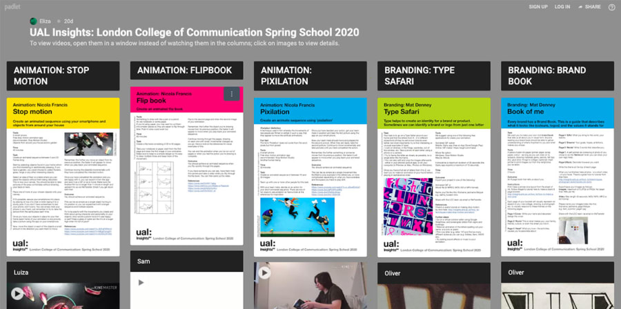 A screenshot of student work on the Padlet platform.