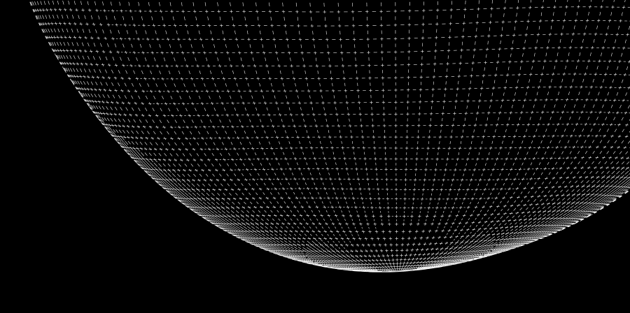 globe shaped polymorph, white on black