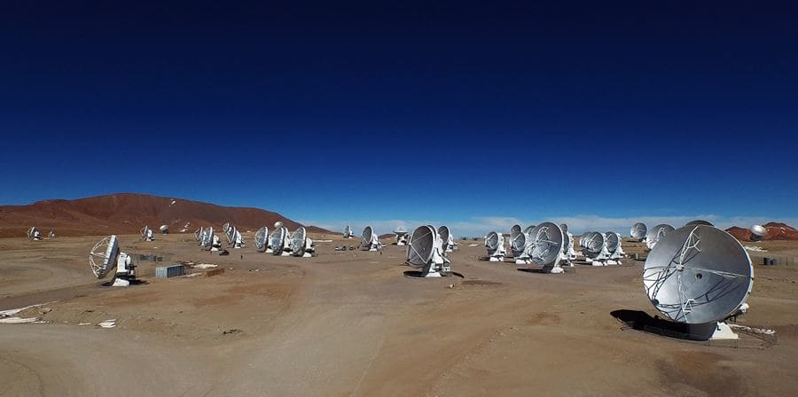 A row of satellites