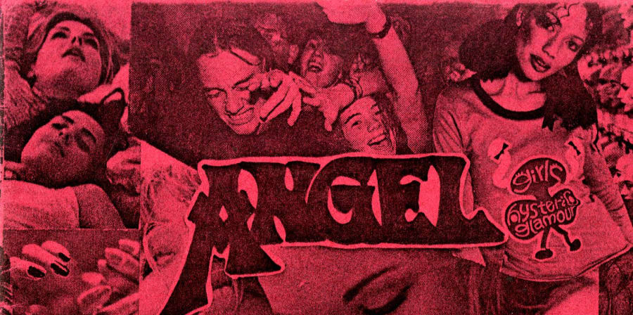 Cover of 'Angel' zine, featuring collage of photographs of women and female couples