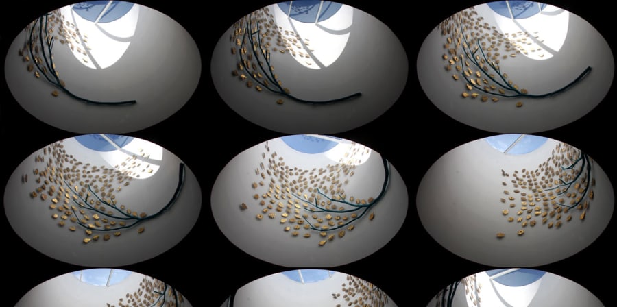 Art installed inside nine concrete silos 