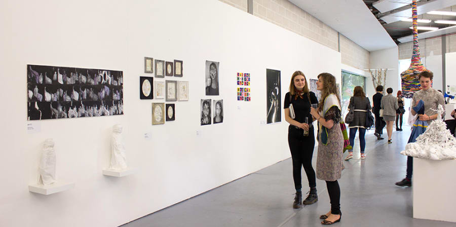 People attending an exhibition
