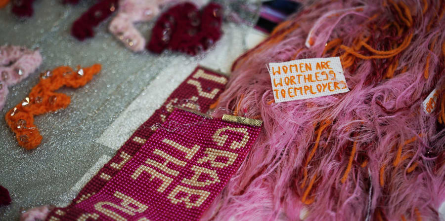 Close up of Nicole Pinborough's work