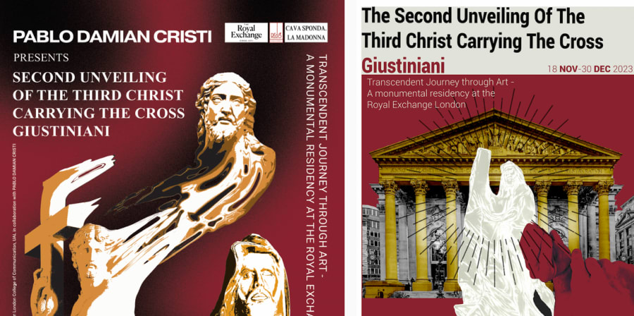 Posters designed for the promotion of Pablo Damian Cristi's sculpture