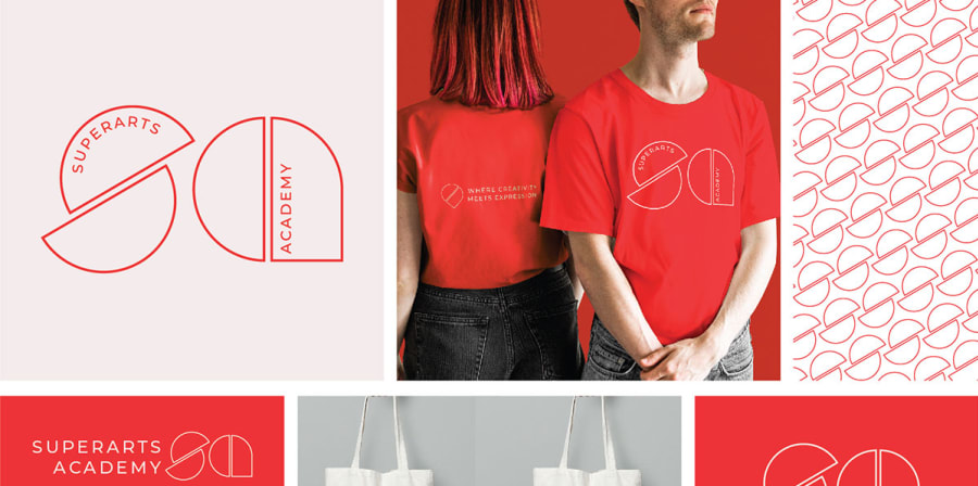 Mock-up graphics demonstrating the use of the visual identity in a range of different contexts.