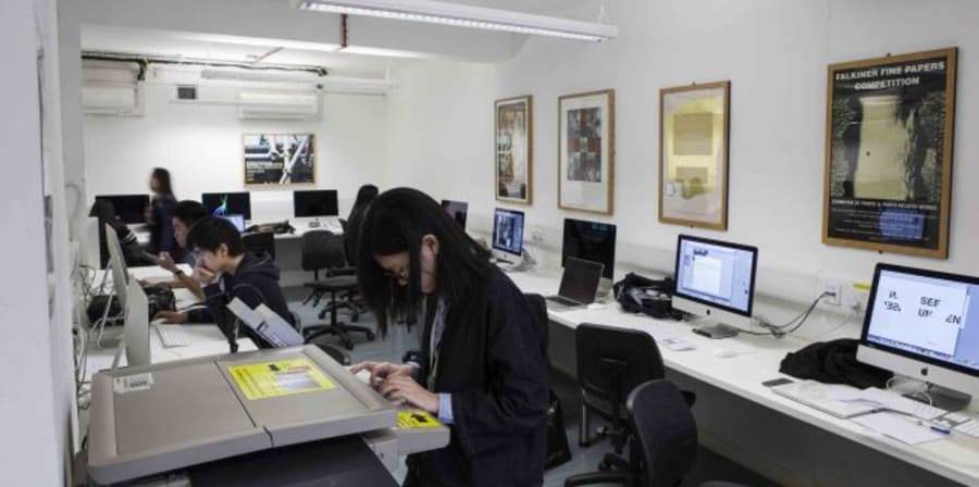 Students working at computers