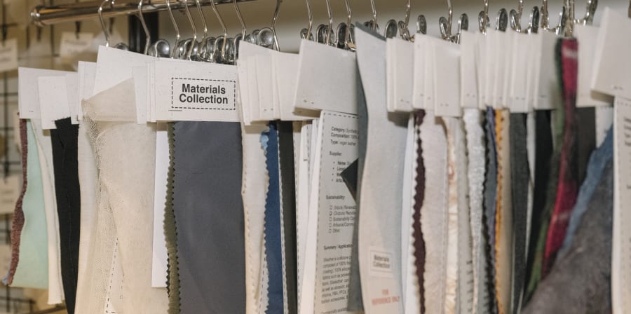 Fabric samples hanging