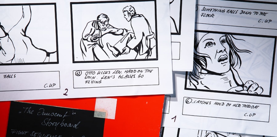 Storyboards for 'fight sequence' from 'The Innocent' film