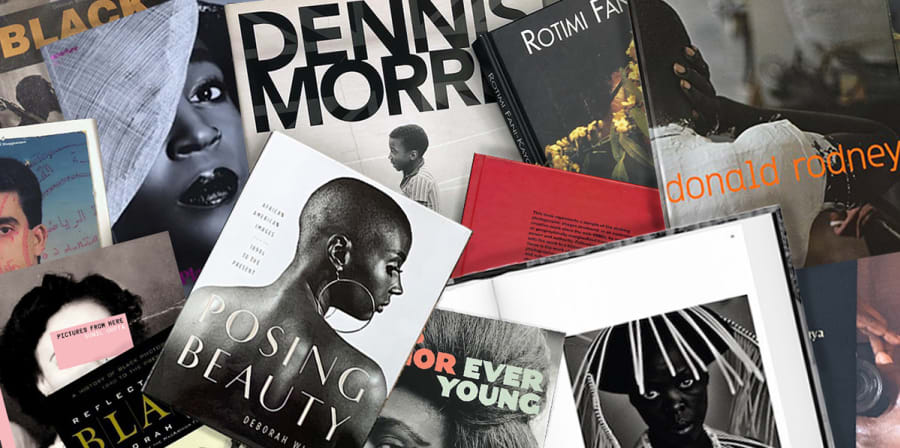 Image depicts a collage of photobooks.