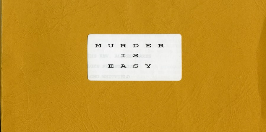 Cover of script titled 'Murder is Easy'