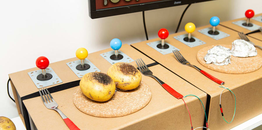 Kelly's project uses potatoes and cutlery as functional games controllers