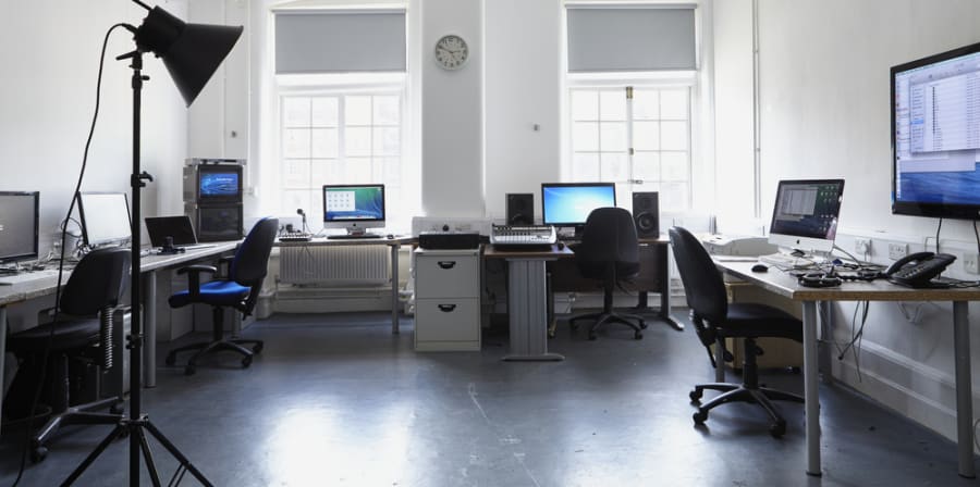 Computers in the digital studio.