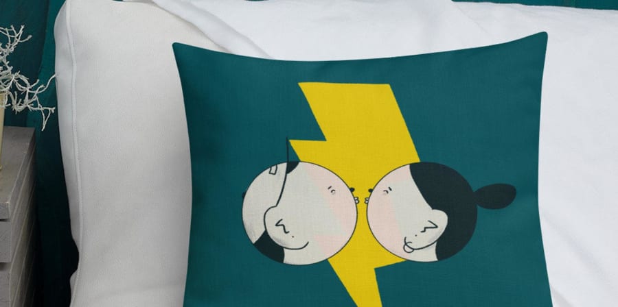 Electric Pop Art Pillow- green:teal throw pillow, perfect for a bench cushion or long distance anniversary gift.jpg